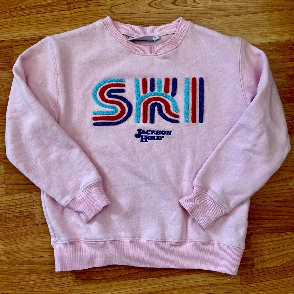 Vintage Retro Jackson Hole Youth Crewneck Pink Sweatshirt -Size S